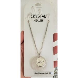 Crystal Health Semi Precious Real Quartz Stone, 28" Silver Tone Chain, NWT